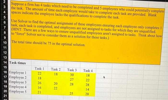 2 3 4 5 6 7 8 9 10 11 12 13 Suppose A Firm Has 4 Tasks Which Need To Be Completed And 5 Employees Who Could Potentially 1