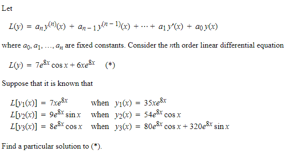 Let L Y Any N X An 1 Y N X A Y X Ao Y X Where Ao A1 An Are Fixed Constants Consider The Nth 1