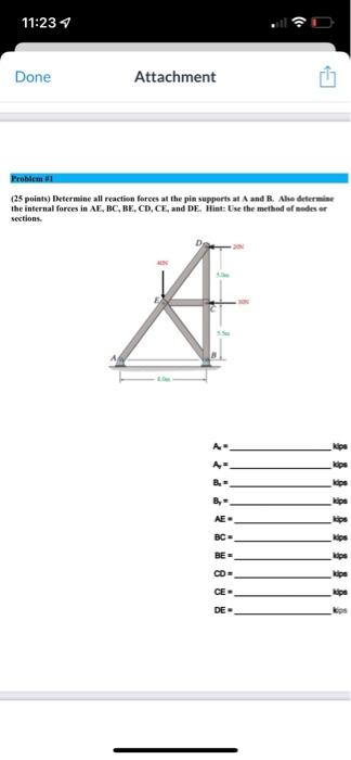 Ma Warth T X 08 P 25 Points Determine All Reaction Force A The Internal Forces In Af Bc Be C Sections Ko 425 0 D 7