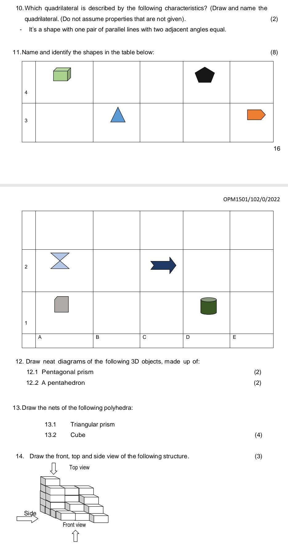10 Which Quadrilateral Is Described By The Following Characteristics Draw And Name The Quadrilateral Do Not Assume 1