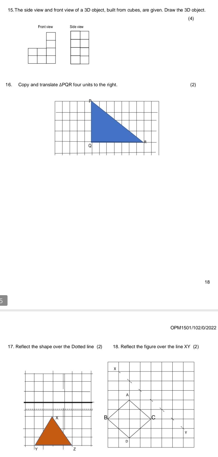 5 15 The Side View And Front View Of A 3d Object Built From Cubes Are Given Draw The 3d Object 4 Front View Side 1