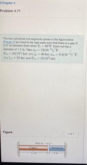 Chapter 4 Problem 4 71 The Two Cylindrical Rod Segments Shown In The Figure Below Figure 1 Are Fixed To The Rigid Wall 1