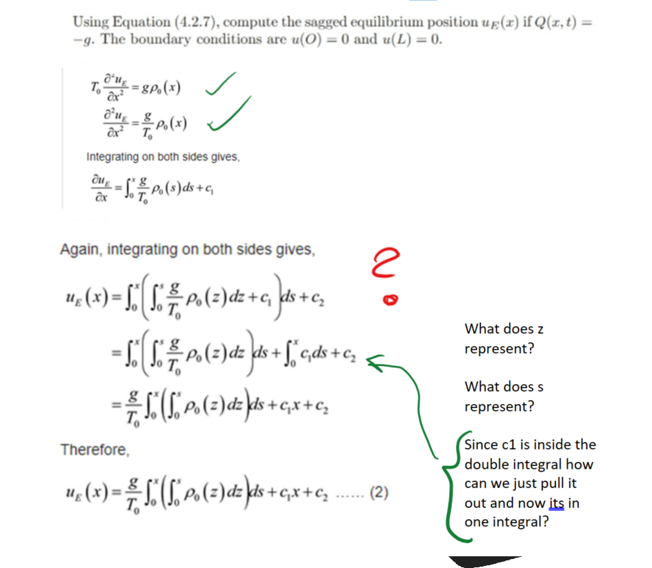 Using Equation 4 2 7 Compute The Sagged Equilibrium Position U X If Q X T G The Boundary Conditions Are U O 1