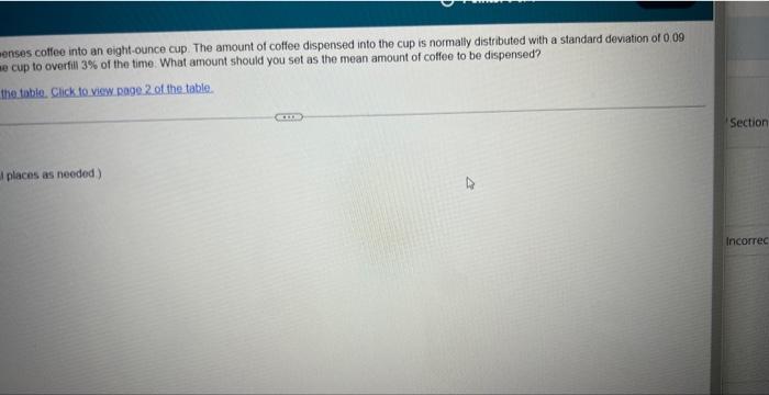 Points 0 Of 1 A Vending Machine Dispenses Coffee Into An Eight Ounce Cup The Amount Of Coffee Dispensed Into The Cup I 2