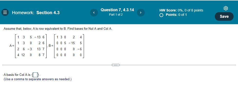 Linear Algebra 4 3 7 8 1