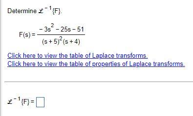 Determine F 3s 25s 51 S 5 S 4 Click Here To View The Table Of Laplace Transforms Click Here To View The T 1