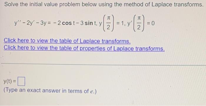 Solve The Initial Value Problem Below Using The Method Of Laplace Transforms 1 Y 3 1 Y 0 2 Tu Y 2y 3y 1