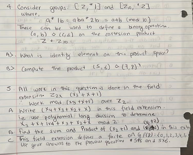 4 Consider Where P P These Groups 2 1 And Z 0 2 C 4 9 Lb Aba 2b A B Mod 10 10 Used To Define A The 1