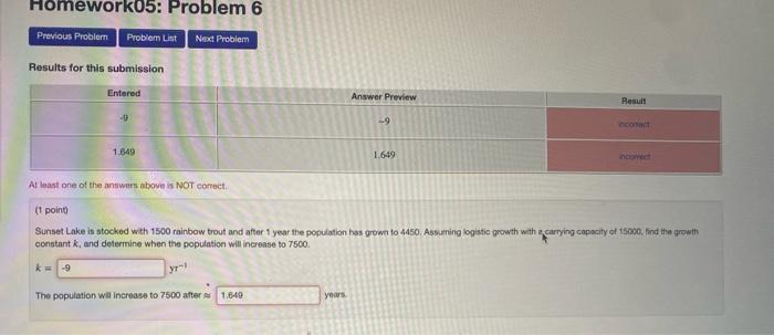 Homework05 Problem 6 Previous Problem Problem List Next Problem Results For This Submission Entered K 9 9 1 649 The 1
