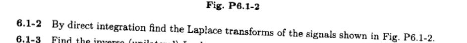 Fig P6 1 2 6 1 2 By Direct Integration Find The Laplace Transforms Of The Signals Shown In Fig P6 1 2 6 1 3 Find The 1