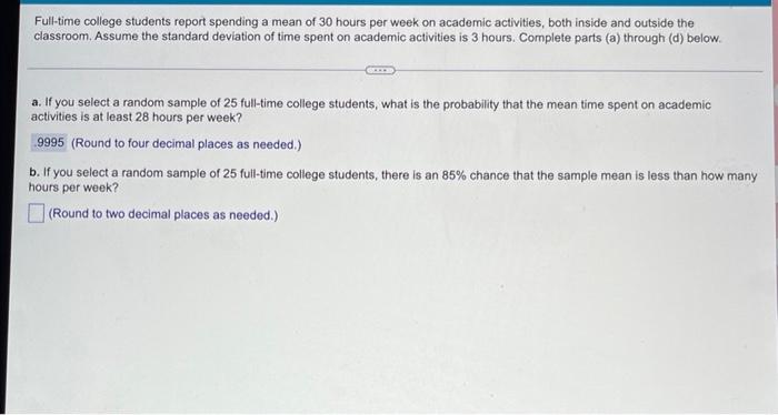 Full Time College Students Report Spending A Mean Of 30 Hours Per Week On Academic Activities Both Inside And Outside T 1