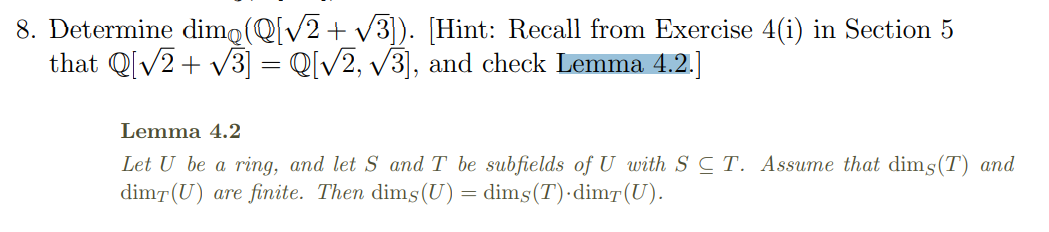 8 Determine Dimo Q 2 3 Hint Recall From Exercise 4 I In Section 5 That Q 2 3 Q 2 3 And Check Lemma 1