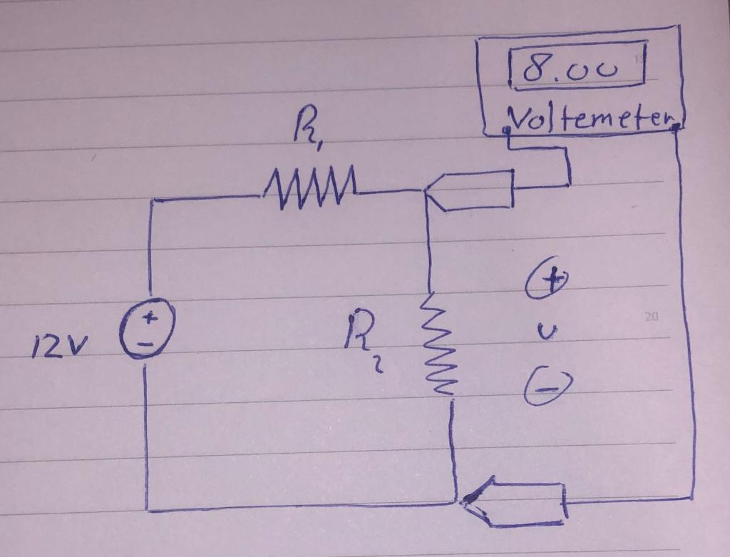 Suppose The Voltage Source Supplies 1 2w Of Power Determine Pr1 And Pr2 V 12v Voltmeter 8v R1 25 Ohm R2 100 Oh 1