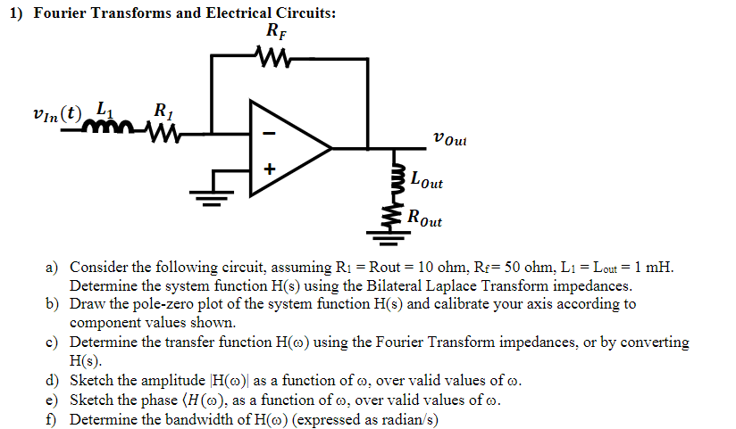 1 Fourier Transforms And Electrical Circuits Rf M Vin T 1 R Mini Vout Lout Rout A Consider The Following Circuit 1