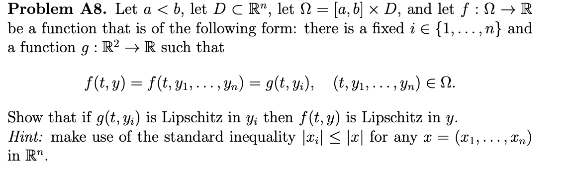 Problem A8 Let A B Let D C R Let N A B D And Let F N R Be A Function That Is Of The Following Form Th 1