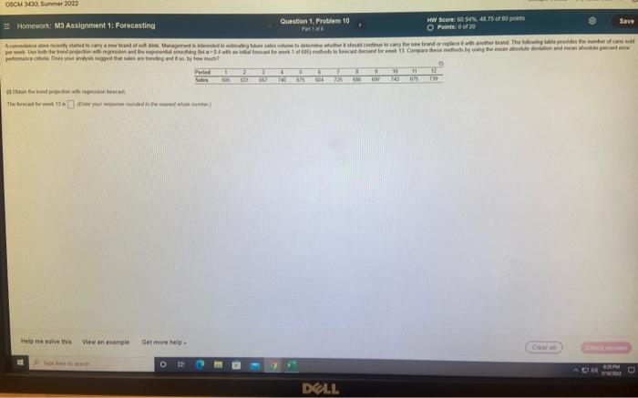 Oscm 3430 Summer 2022 Homework M3 Assignment 1 Forecasting Accare Centy Started To Per Week The Performan Trend Proje 1