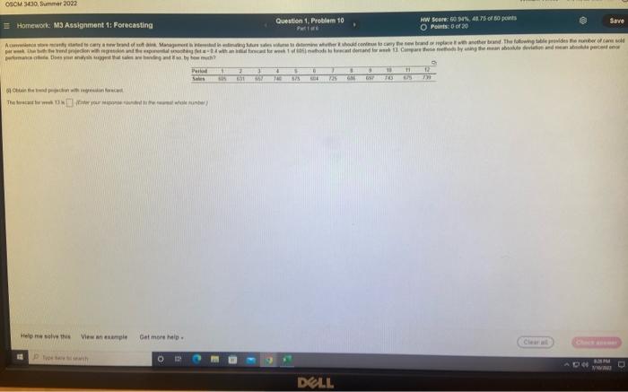 Oscm 3430 Summer 2022 Homework M3 Assignment 1 Forecasting Accare Centy Started To Per Week The Performan Trend Proje 3
