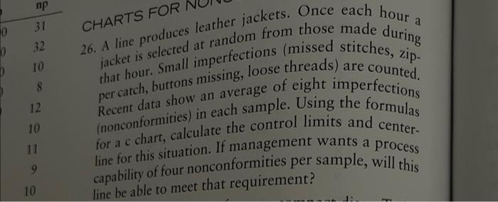 0 Np 31 32 10 8 12 10 11 10 Charts For 26 A Line Produces Leather Jackets Once Each Hour A Jacket Is Selected At Rando 1