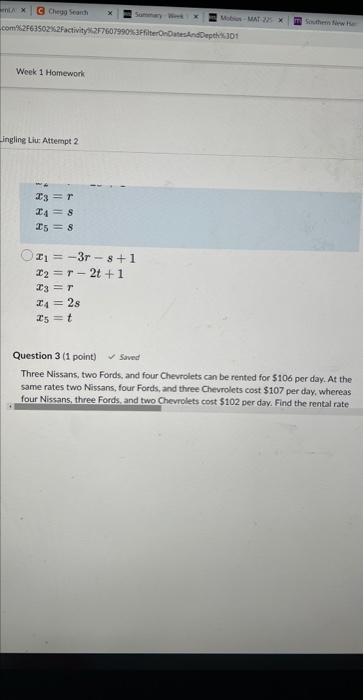 Lingling Liu Attempt 2 Which Vector Is Not A Linear Combination Of X Y And Z 8 8 0 B 3 A O En X G Chegg Search We 5