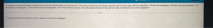 Homework Module 3 Lesson 2 Venn Diagrams Amerchant Surveyed 400 People To Determine The Way T Leamed About An Upcoming 3