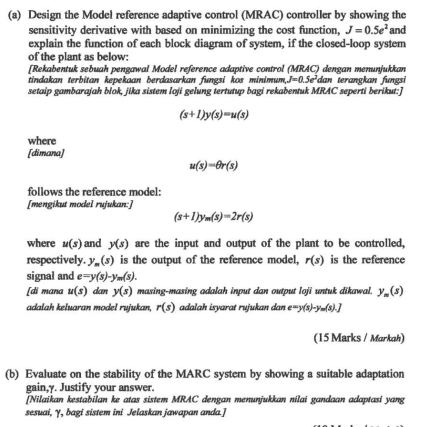 A Design The Model Reference Adaptive Control Mrac Controller By Showing The Sensitivity Derivative With Based On Mi 1
