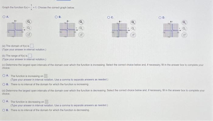 Explain How The Graph Of The Function F X 1 Can Be Obtained From The Graph Of Y The Domain Over Which The Function I 2