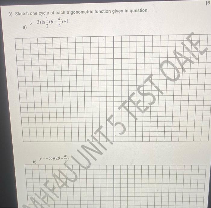 3 Sketch One Cycle Of Each Trigonometric Function Given In Question Y 3sin 0 1 A B 2 Y Cos 20 6 Hfau Units Tes 1