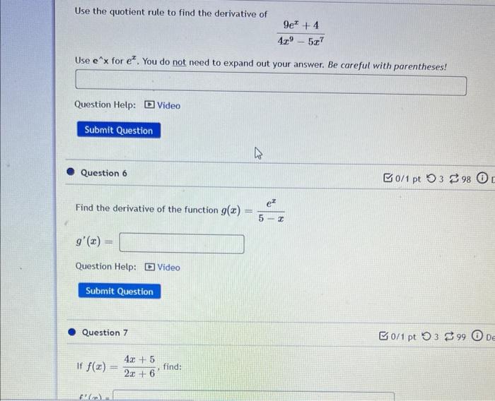 Question 12 If F X 4 Sin X Find F 3 Question Help Video Submit Question Question 13 Find For Y 1 X Dy 2