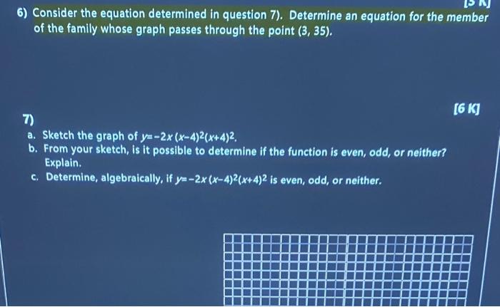 Is N 6 Consider The Equation Determined In Question 7 Determine An Equation For The Member Of The Family Whose Graph 1