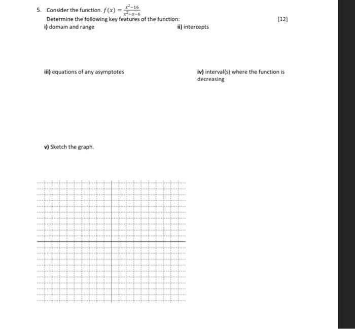 5 Consider The Function F X Determine The Following Key Features Of The Function I Domain And Range Iii Equation 1