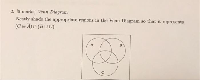 2 5 Marks Venn Diagram Neatly Shade The Appropriate Regions In The Venn Diagram So That It Represents Ca N Buc 4 1