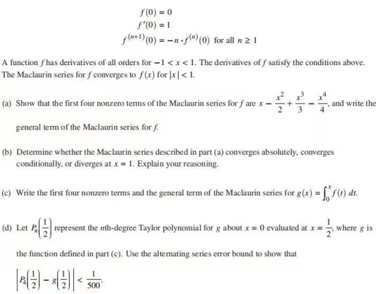 F 0 0 F 0 1 F N 1 0 N F N 0 For All N 2 1 A Function F Has Derivatives Of All Orders For 1 X 1 The D 1