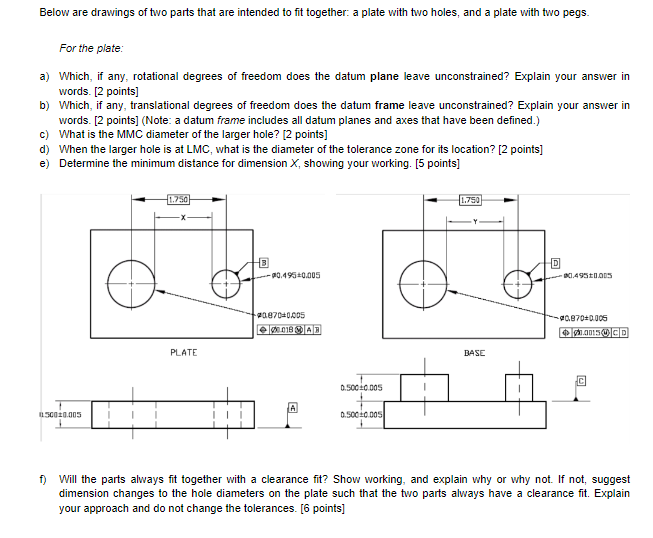Below Are Drawings Of Two Parts That Are Intended To Fit Together A Plate With Two Holes And A Plate With Two Pegs For 1