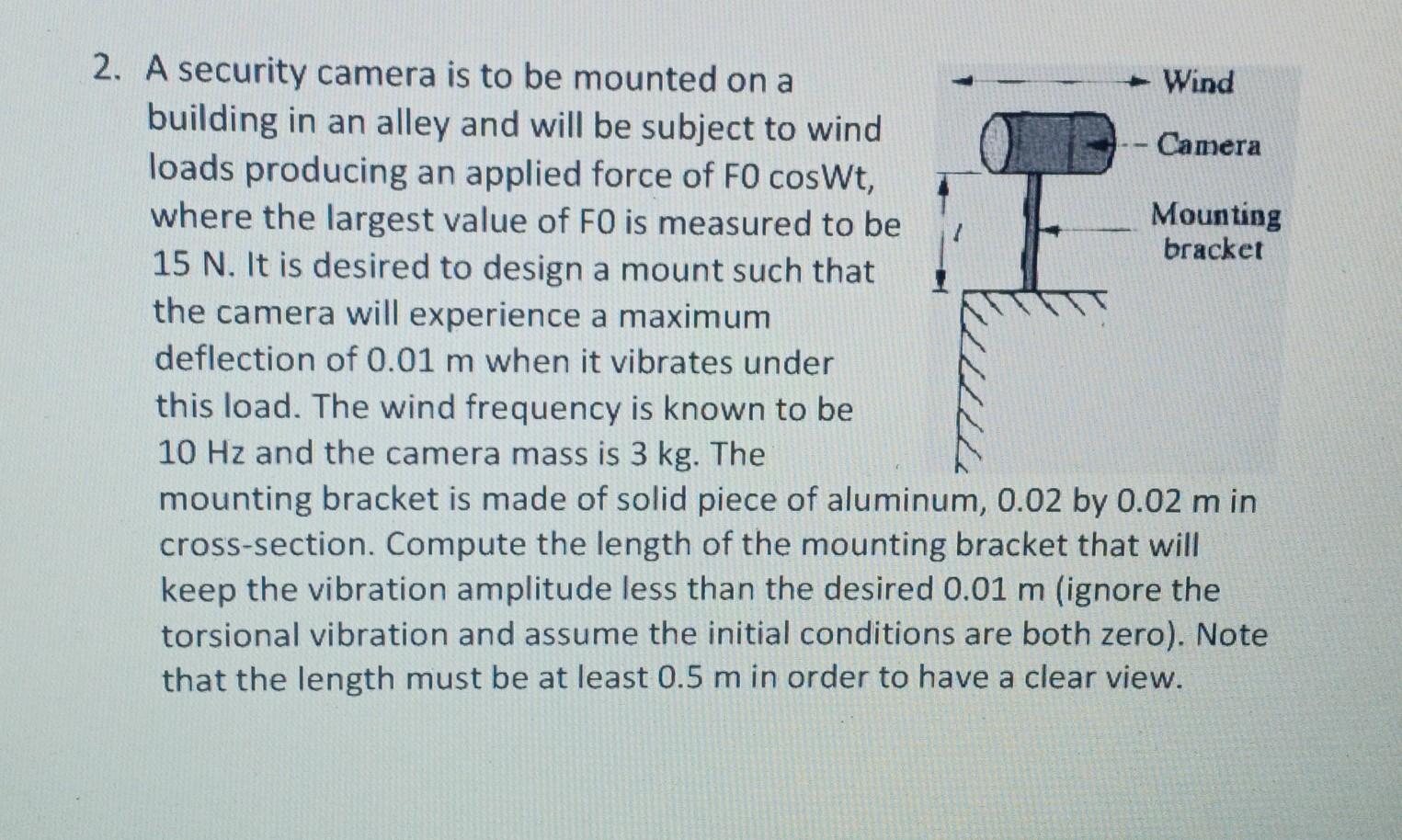2 A Security Camera Is To Be Mounted On A Wind Building In An Alley And Will Be Subject To Wind Camera Loads Producing 1