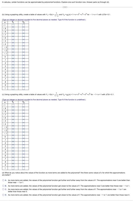 In Calculus Certain Functions Can Be Approximated By Polynomial Functions Explore One Such Function Now Answer Parts J 2