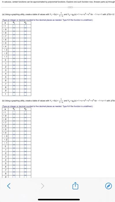 In Calculus Certain Functions Can Be Approximated By Polynomial Functions Explore One Such Function Now Answer Parts J 3