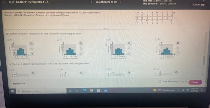 The Data To The Right Represent The Number Of Customers Waiting For A Table At 6 00 Pm For 40 Consecutive Saturdays At B 4