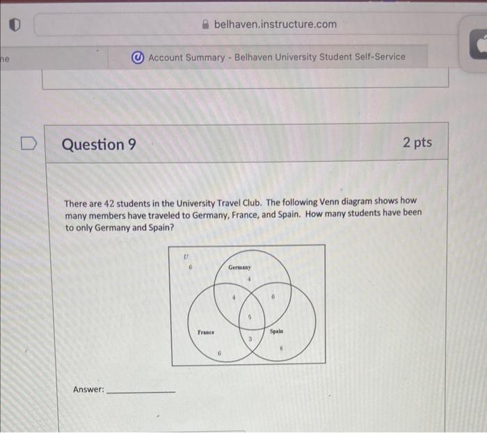 He Question 9 Answer Account Summary Belhaven University Student Self Service Belhaven Instructure Com There Are 42 S 1