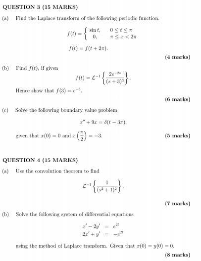 Question 3 15 Marks A Find The Laplace Transform Of The Following Periodic Function B Find F T If Given F T 0 1