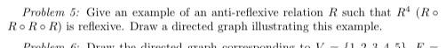 Problem 5 Give An Example Of An Anti Reflexive Relation R Such That R Ro Ro Ro R Is Reflexive Draw A Directed Graph 1