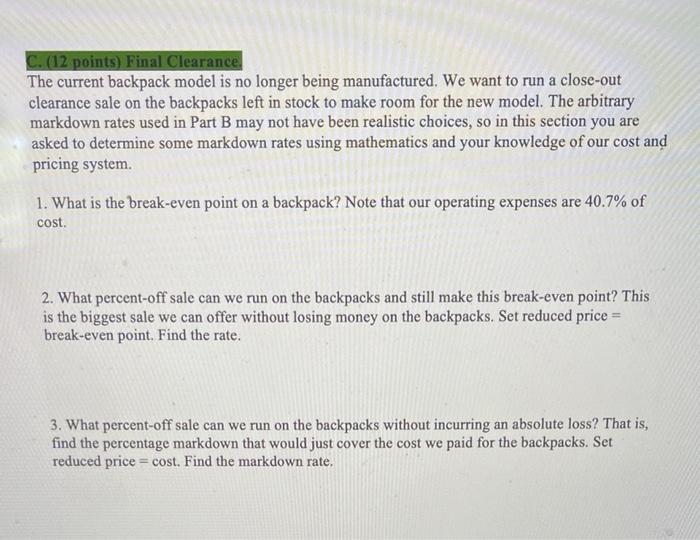 Note That Our Operating Expenses Are 40 7 Of Cost 10 Points Use A Markup Rate To Compute Selling Prices Use The 63 5 4