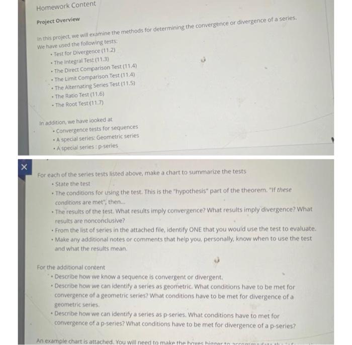 Homework Content Project Overview In This Project We Will Examine The Methods For Determining The Convergence Or Diverg 1