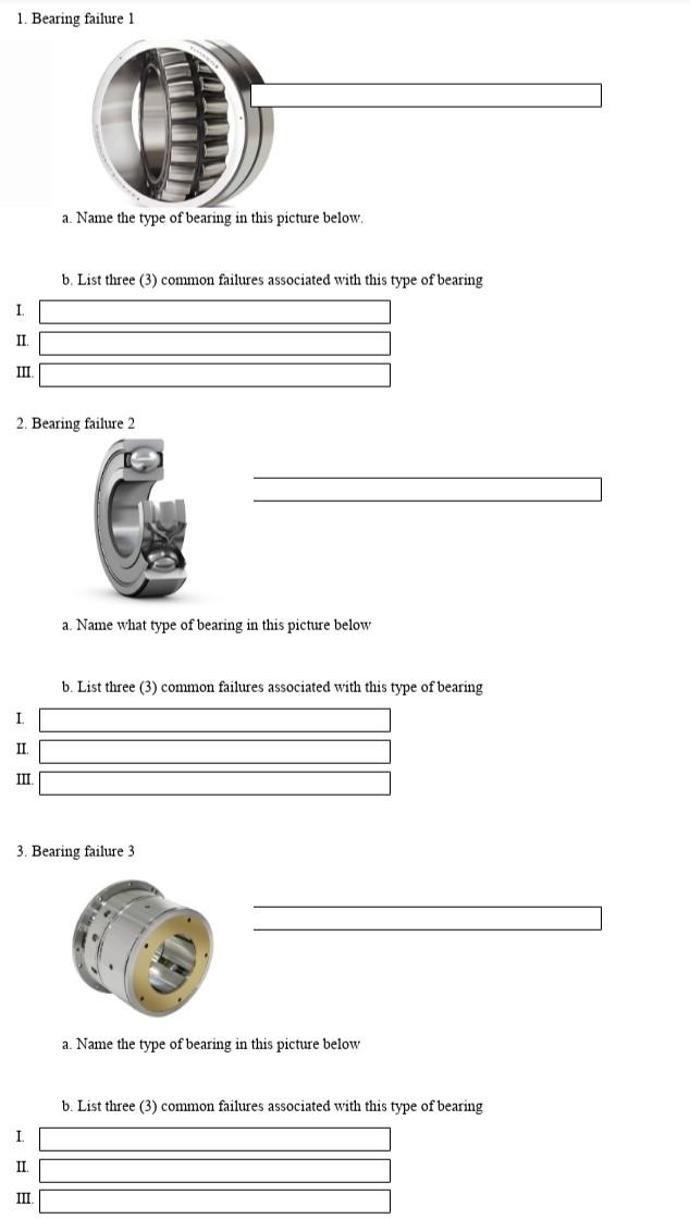 1 Bearing Failure 1 13 A Name The Type Of Bearing In This Picture Below B List Three 3 Common Failures Associated 1