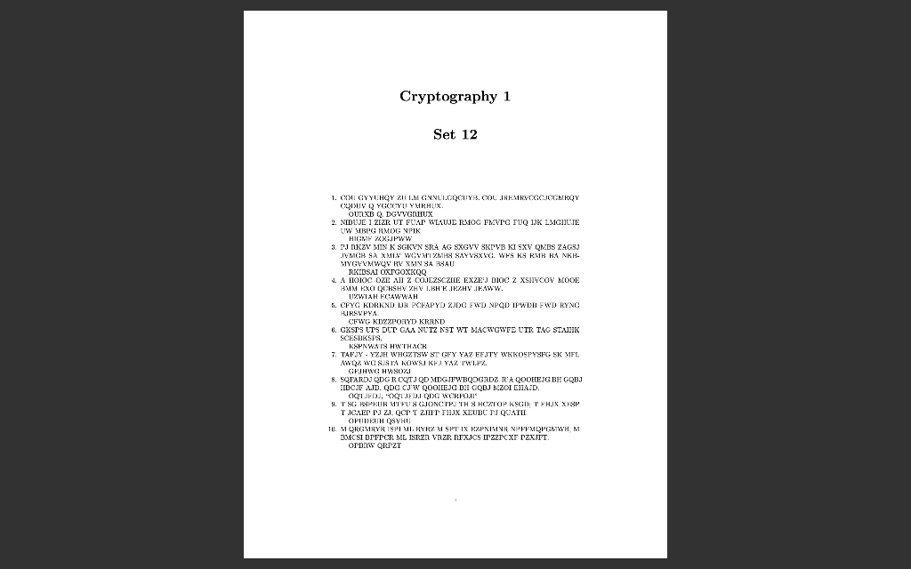 Cryptography 1 Set 12 1 Cdu Gyyuhqy Zu Lm Gnnulcqcuyb Cou Jremrvcgcjcgmrqy Cqduv Q Ygccyu Ymrhux Ourxb Q Dgvvgrhux 2 1