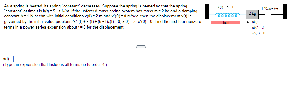 As A Spring Is Heated Its Spring Constant Decreases Suppose The Spring Is Heated So That The Spring Constant At Ti 1