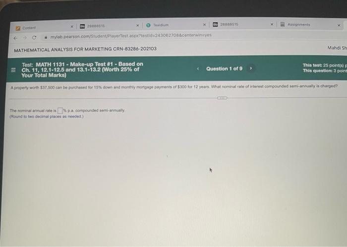 Content 20080515 Texidum Mylab Pearson Com Student Playertest Aspx Testid 243062708 Centerwinayes Mathematical Analysis 1