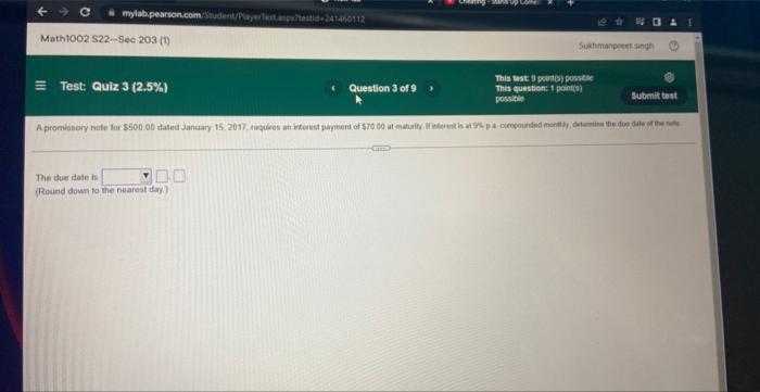 Mylab Pearson Com Student Playertest Aspx Testid 241460112 Math1002 22 Sec 203 1 This Test 9 Points Posse This Ques 1