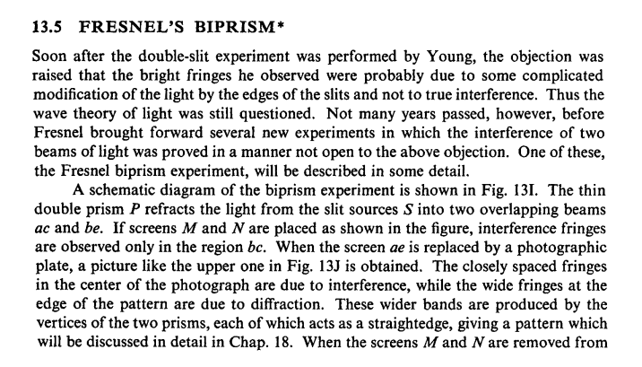 13 5 Fresnel S Biprism Soon After The Double Slit Experiment Was Performed By Young The Objection Was Raised That The 1
