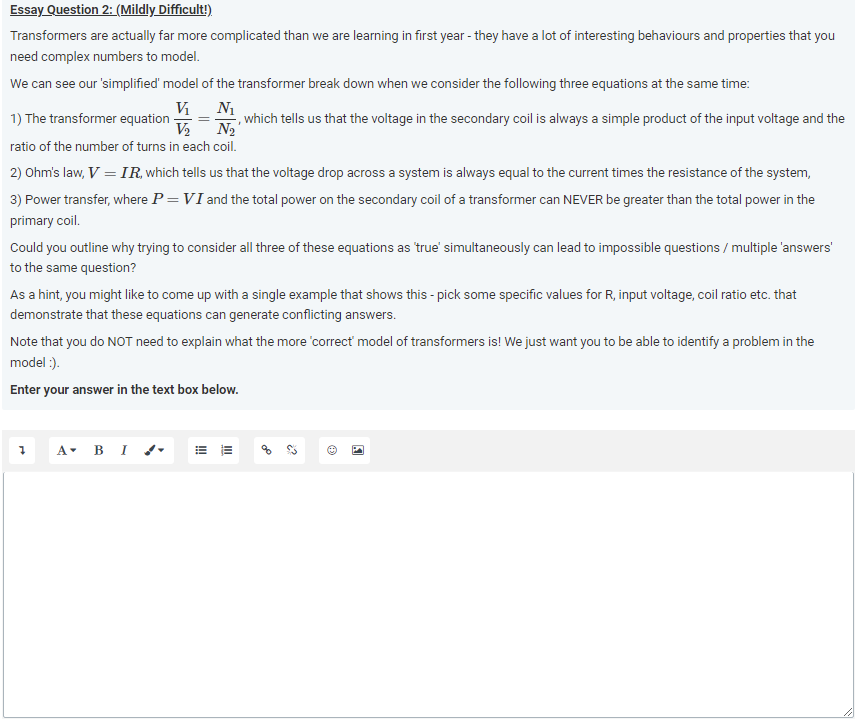 Essay Question 2 Mildly Difficult Transformers Are Actually Far More Complicated Than We Are Learning In First Year 1