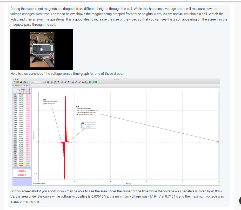 During The Experiment Magnets Are Dropped From Different Heights Through The Coil While This Happens A Voltage Probe Wi 1